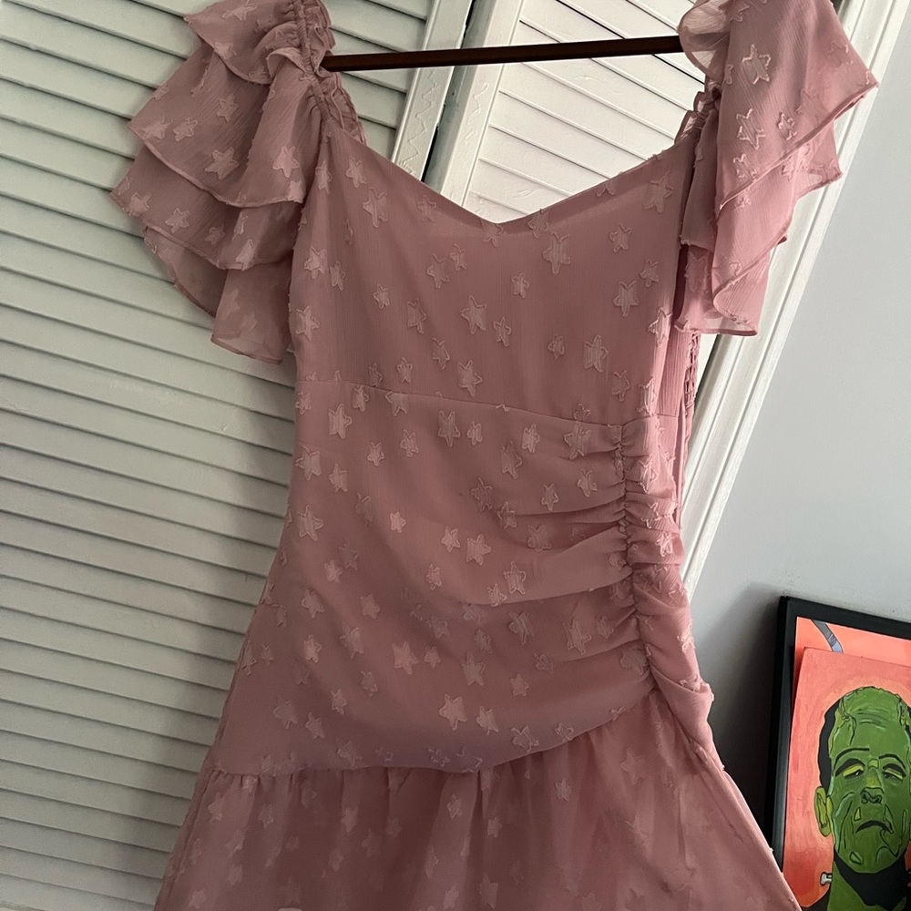 Storia Pink Dress with ruffles.